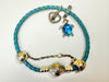 Pandora Seashell Clasp Turquoise Braided Leather Bracelet With Charms