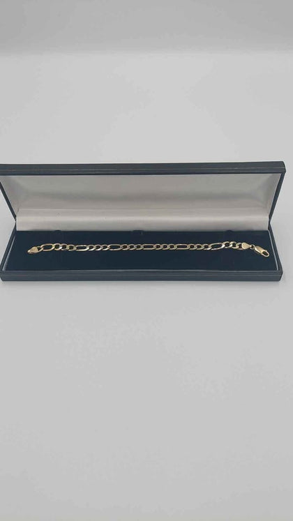 9ct Yellow gold 3in1 figaro curb style Bracelet approx 7.5