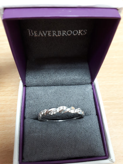 Platinum and Half Diamond Twist Style Band