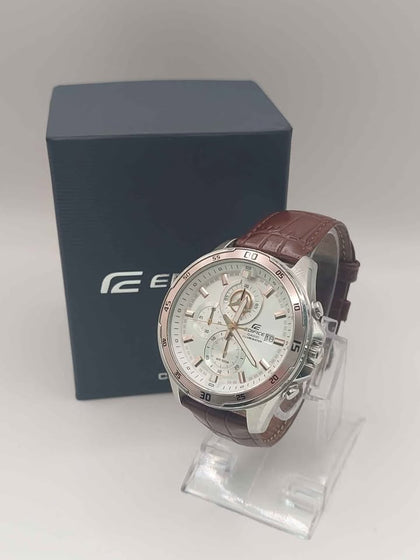 Casio EFR-547 Mens Watch, Brown Leather Strap, Boxed
