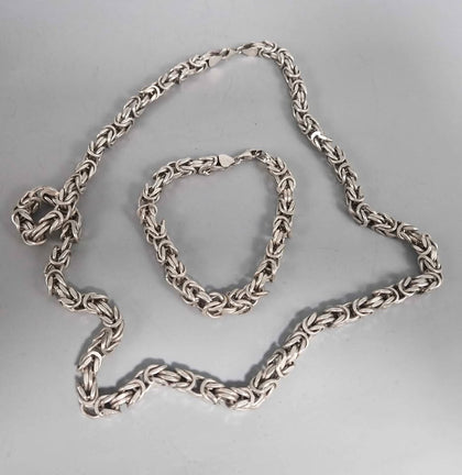 Silver Chain & Bracelet set 109.1G