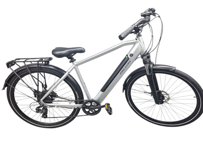 FALCON Horizon Crossbar Electric Hybrid Bike - Silver & Black - 700C Wheel - 20