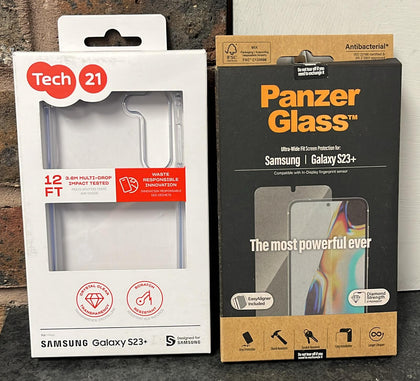 Samsung S23+ Tech 21 Case & Panzer Glass Screen Protection