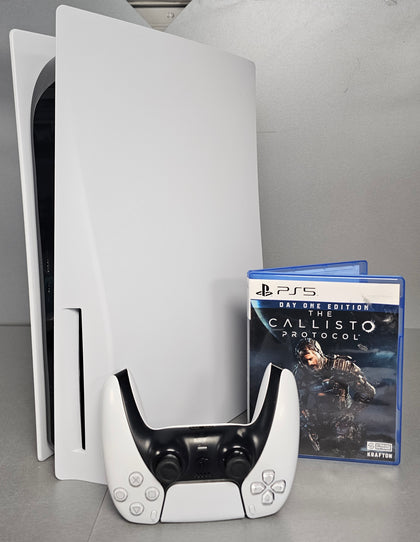 Sony Playstation 5 Disc Console, 825GB, White + 1 Game