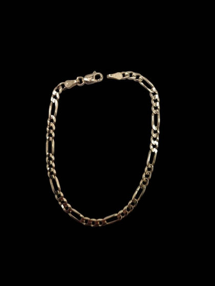 14ct Yellow Gold 3-in-1 Figaro Bracelet - 7.5