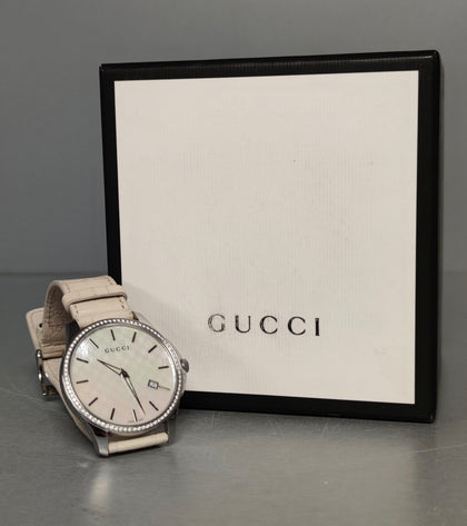 Gucci G-Timeless White Diamond Ladies Watch **Boxed**.