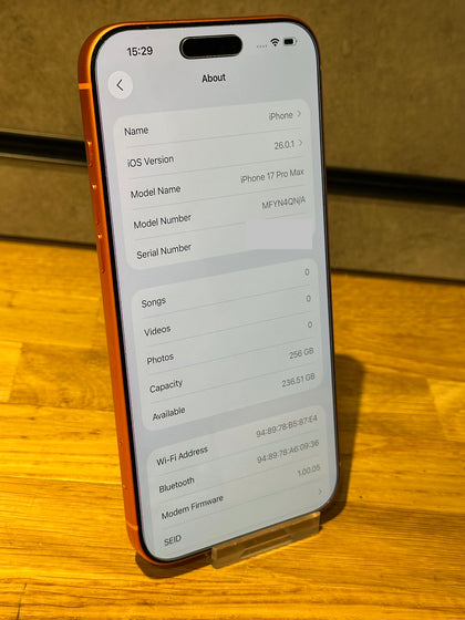 Apple iPhone 17 Pro Max 256GB Orange BH 100%  Apple Warranty 15/10/26