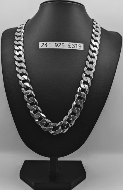 925 STERLING SILVER CURB CHAIN W/ LOBSTER LOCK 24