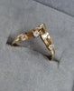 9ct gold wishbone ring cz stones size O