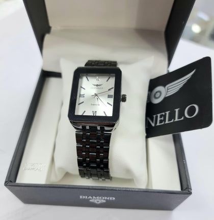 NIB Gianello Mens / Unisex Diamond Watch Carat 1/10 Gunmetal Strap & Face