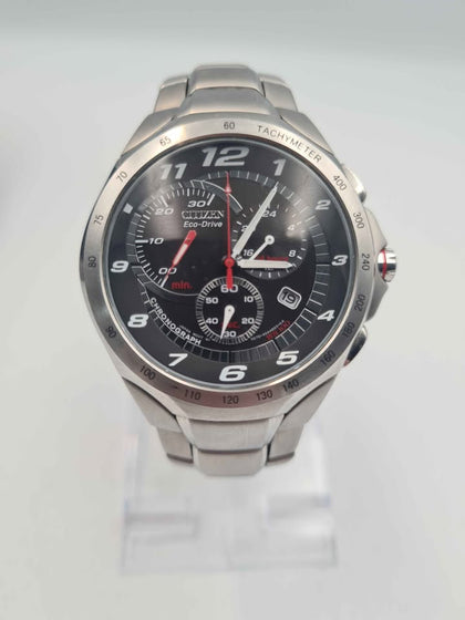 Citizen H570 Eco-Drive Gents Chronograph Mens Watch - Steel Bracelet - Boxed