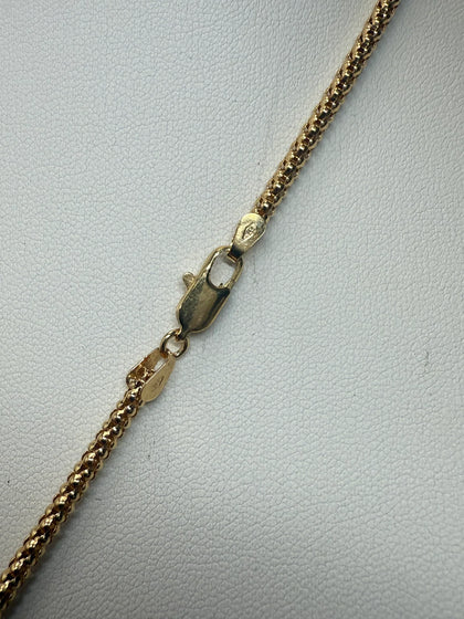 9ct yellow gold double tassle necklace 17