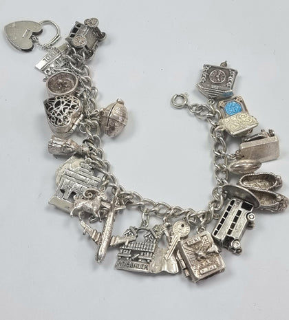 Vintage Silver Charm Bracelet Full