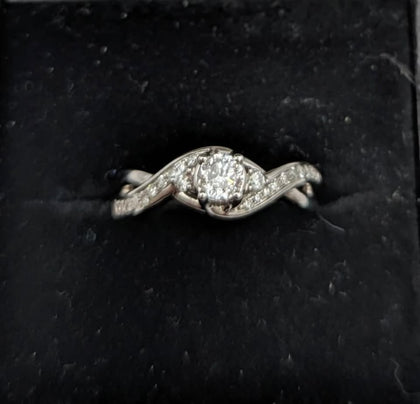 750 HALLMARKED 18k WHITE GOLD, FOREVER RING WITH 0.4CT DIAMOND EMBEDDE, 4.10G, SIZE: K, BOXED