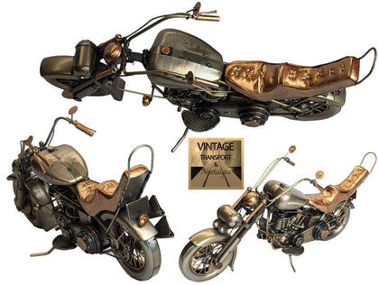 Motorcycle - Polished Metal - 39cm