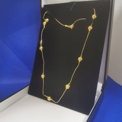 14K Gold Ball Necklace (585 Hallmarked & Tested) Weight:3.9 Grams, 16