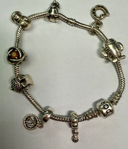 Pandora Bangle With 8 Charms - Boxed