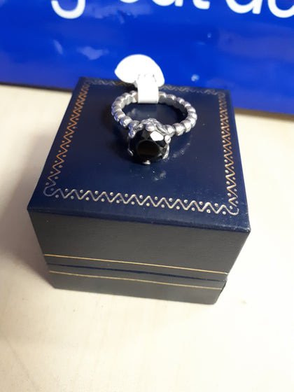 Pandora Ring Sterling Silver Solid Bead Band Matte Black.