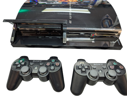 SONY PS3 CHUNKY PLAYSTATION 3 60GB BACKWARDS COMPATIBLE WITH 2 OFFICIAL CONTROLLERS BOXED PRESTON STORE