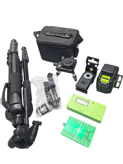 *LIKE NEW* Huepar Green Laser Level - Cased With Tripod, Mini Tripod And Other Accessories
