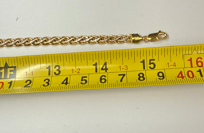 9ct yellow and white gold twist link necklace 15.5