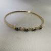 9K Stunning Gold Bangle, Diamonds & Blue Stones, 375 Hallmarked, 3.8Grams, Box Included, 2.5" Length - Woman's Size