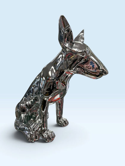 50CM CHROME BULL TERRIER statue
