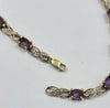 9ct Gold Diamond/Amethyst Tennis Bracelet 8"