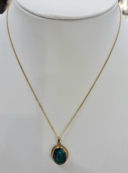 9ct Gold Chain with Turquoise Stone Pendant