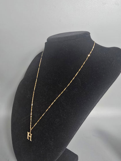 14CT 585 Gold Necklace With H Pendent 1.8G 18'' IN LENGTH INCLUDING PENDANT