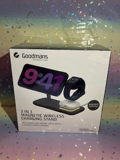 Goodmans 3-in-1 Wireless Charging Stand - Black