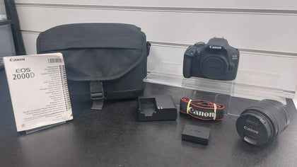 Canon EOS 2000D SLR black + 18-55MM with carry case + charge r+ SDcard 32GB + manual excellent condition