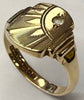 9CT Gold Patterned Sunburst Signet Ring Size R 1/2