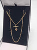Yellow Gold 3 in 1 Figaro Vintage Style Necklace With T bar & SIS Heart Pendant - 3.81 Grams - 18" Long