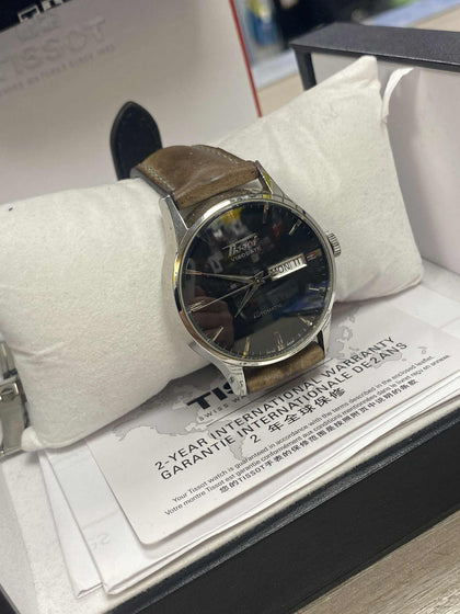 Tissot Visodate black face/brown strap