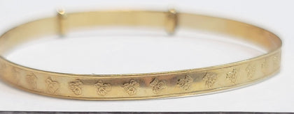 Beautiful 9ct Yellow Gold Baby Bangle - Teddy Bear Design - 1.46G - Hallmarked
