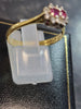 18ct Yellow Gold Ring with Red & Clear Stones - Size T - 3.15g total
