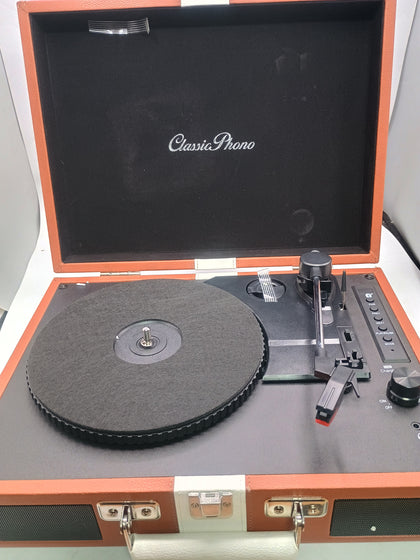 Lenco TT-120BNWH Suitcase Turntable with Bluetooth - Brown & White