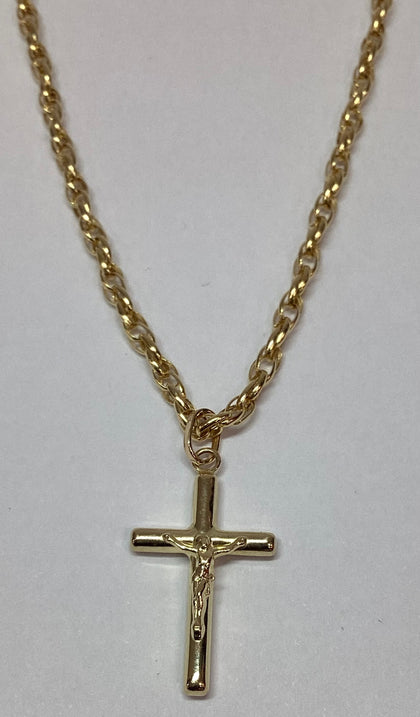 14CT Yellow Gold Cross & Chain 18”