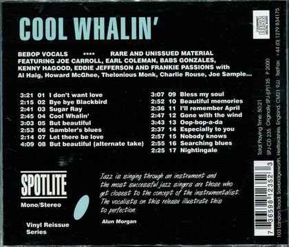 Various – Cool Whalin' - Be Bop Vocals, Rare And Unissued Material