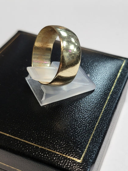 9ct Yellow Gold Wide Band Ring - Size R - 4.62g - Hallmarked