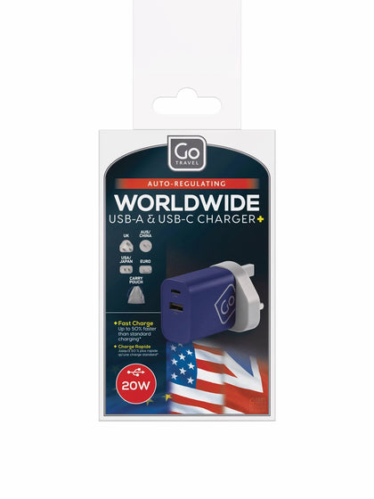 Go Travel Worldwide USB-A And USB-C Charger.