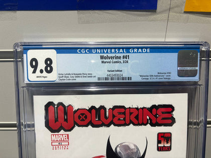 ** SALE ** Wolverine #41 CGC 9.8 Clayton Crain Variant Edition 50th Anniversary (2024)
