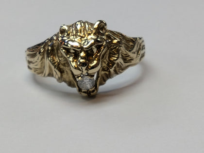 9CT GOLD LION HEAD RING 3.98G SIZE S PRESTON STORE