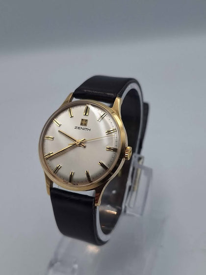 Zenith Vintage 1970's 9ct Yellow Gold Cased Manual Dress Watch - Unboxed With Leather Strap