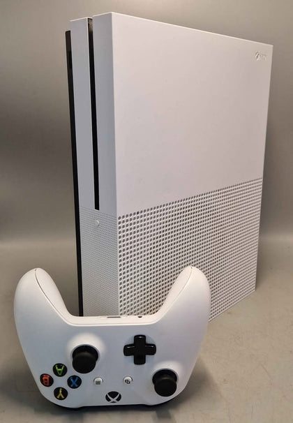 Microsoft Xbox One S Console, 1TB, White, unboxed with leads and controller