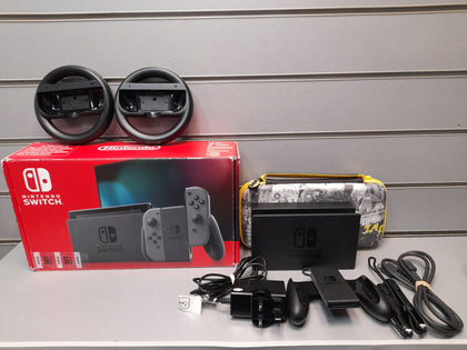 NINTENDO SWITCH CONSOLE NEON RED AND BLUE With Batman Case + Accessories