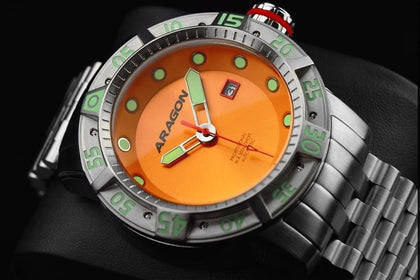 Aragon SEA CHARGER Watch 44mm Yellow NH35 Excellent Condition