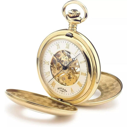 Rotary Gold Plated Skeleton Pocket Watch.