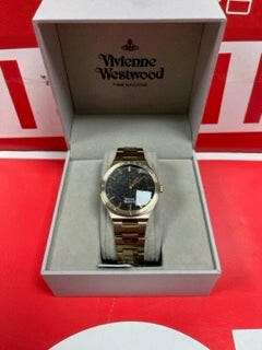 VIVANNE WESTWOOD GOLD WATCH WITH BLACK FACE- BOXED